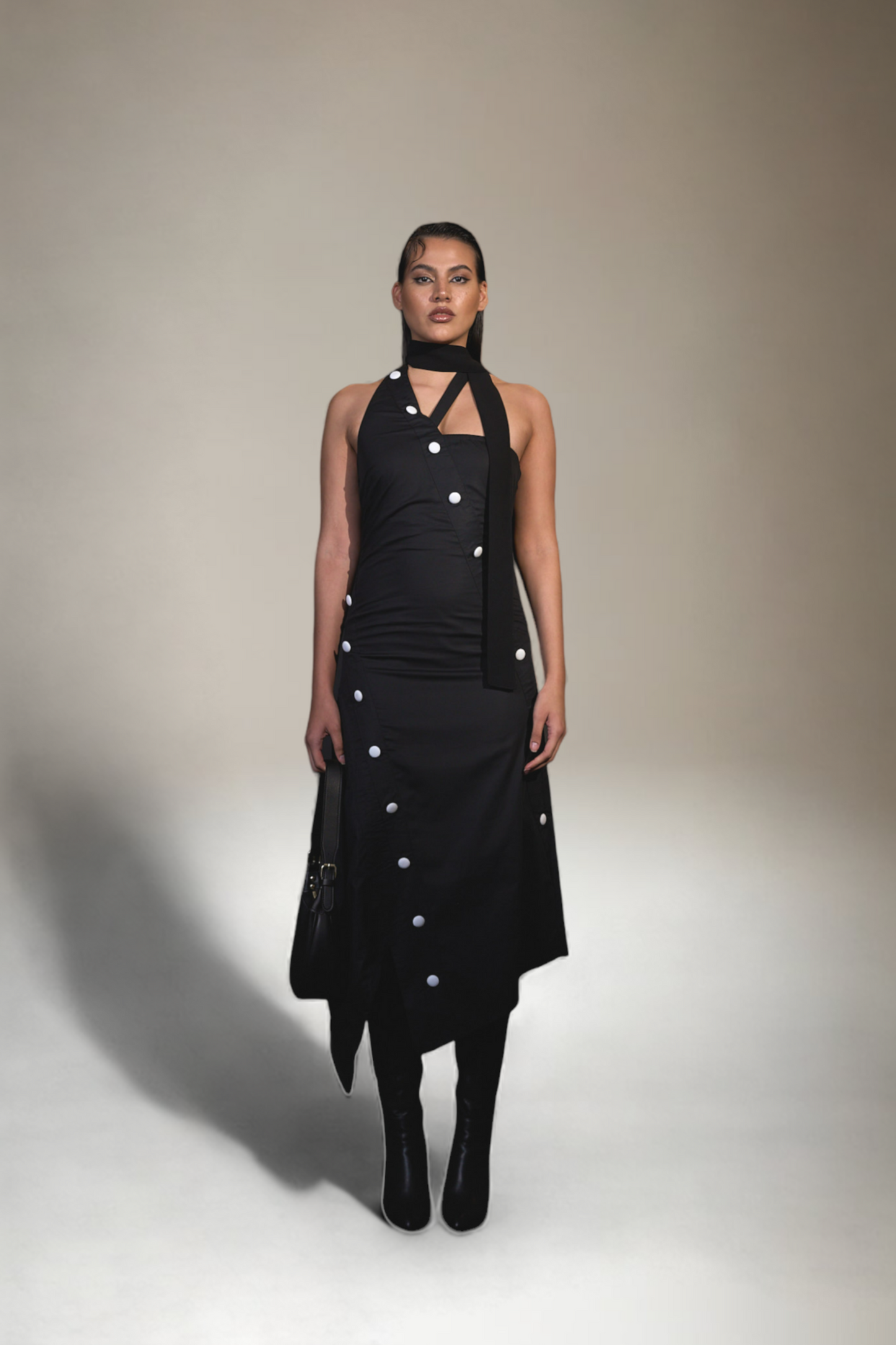 BELLA Button Dress in Black