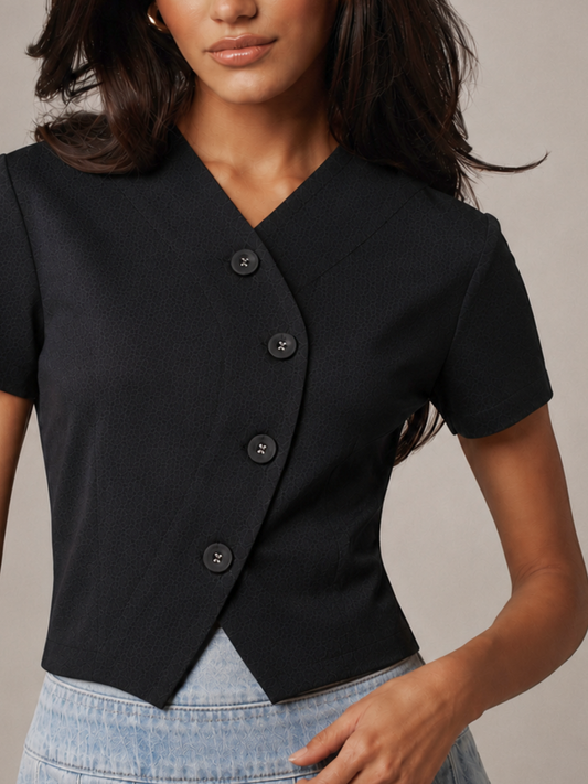 CHLOE linen top in Black
