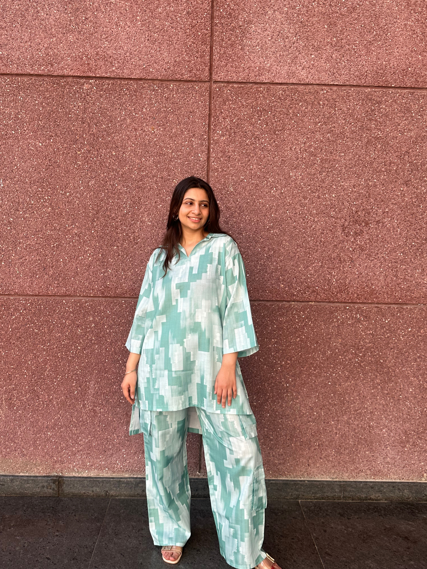 Nora Kurta Set in Mint Green