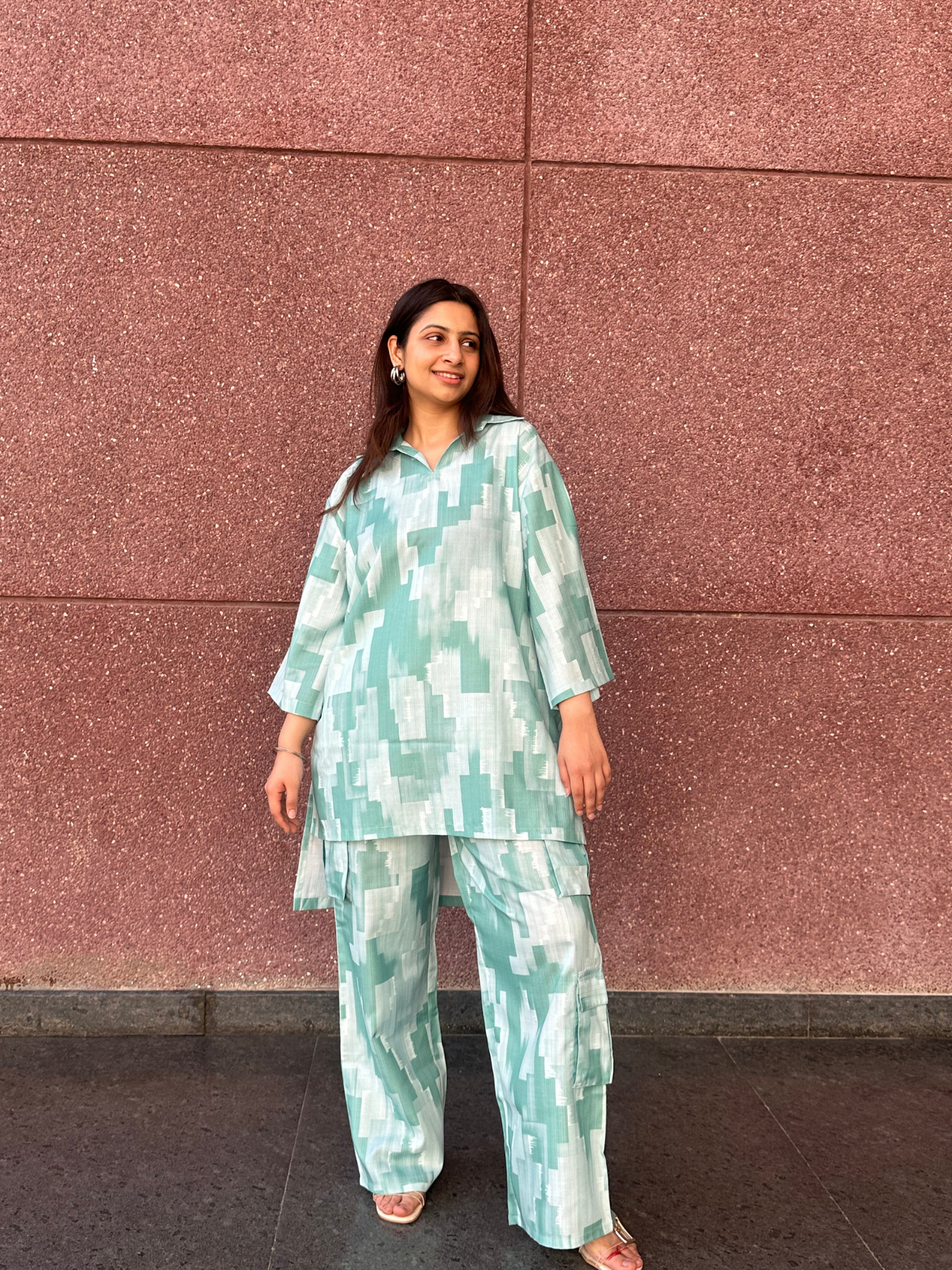 Nora Kurta Set in Mint Green
