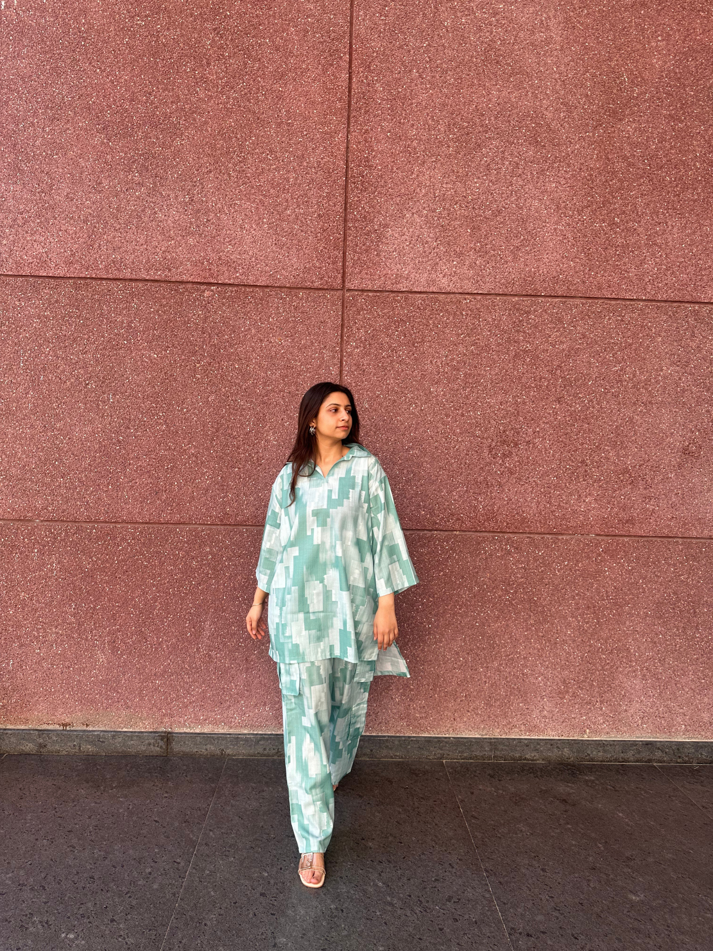 Nora Kurta Set in Mint Green