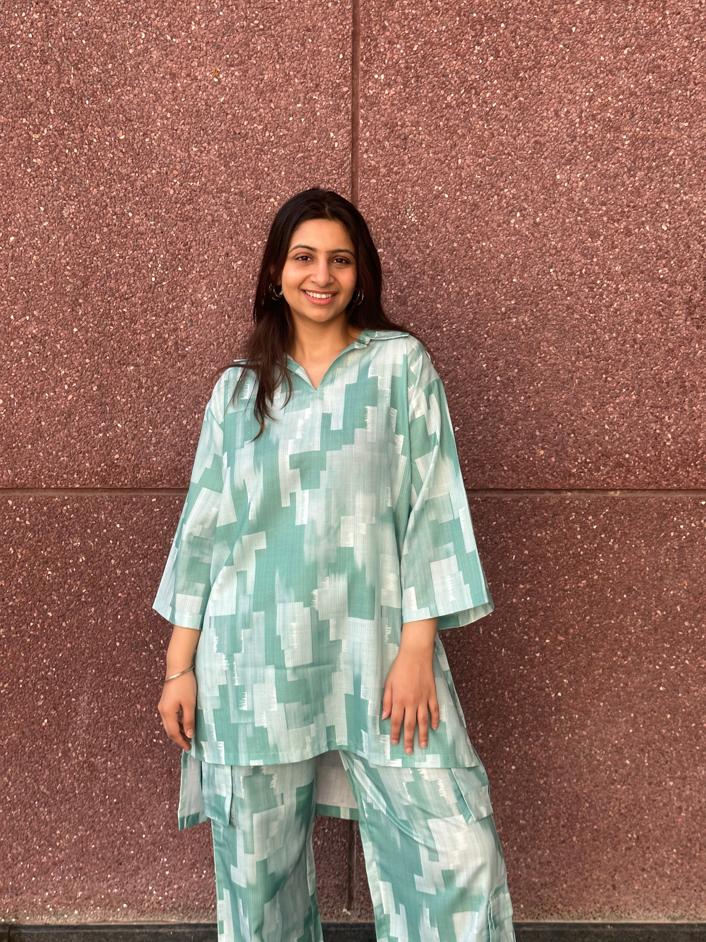 Nora Kurta Set in Mint Green