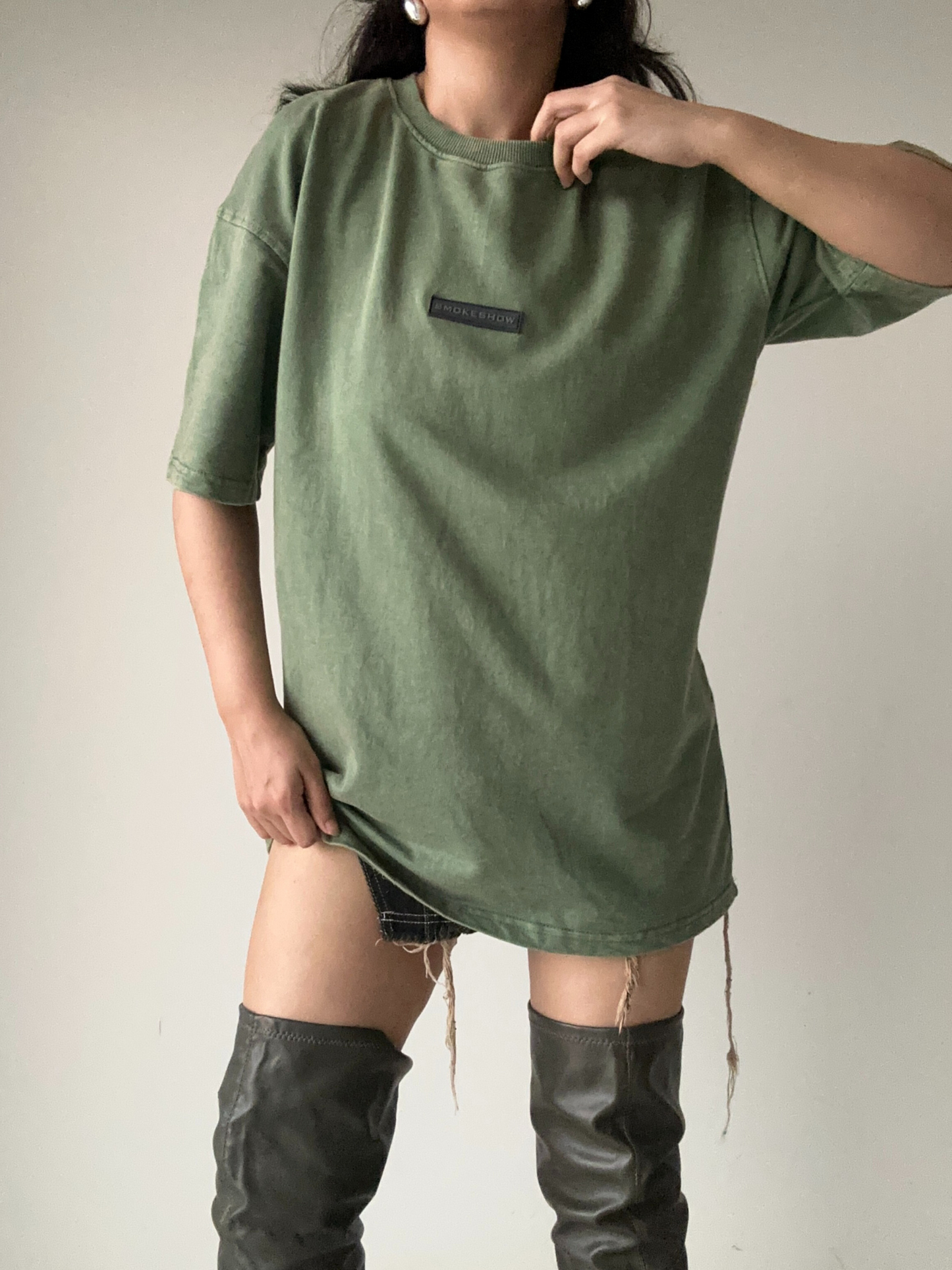 Olive Stone Wash heavy weight UNISEX Oversized Tshirt