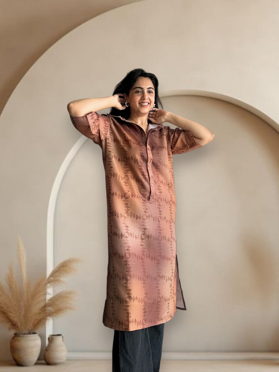 Nadia Kaftan Dress in Brown