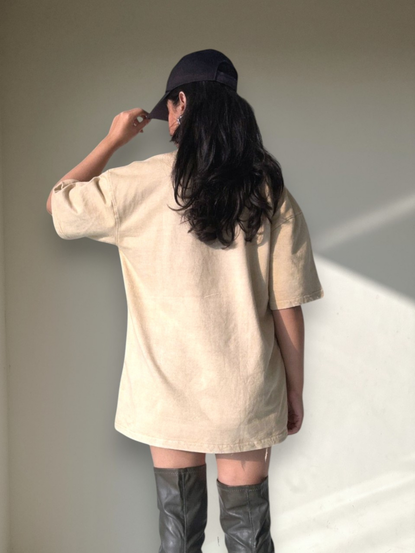 Beige Stonewash heavy weight UNISEX Oversized Tshirt