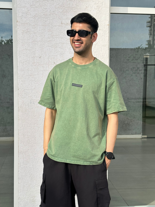 OLIVE STONEWASH OVERSIZED TSHIRT