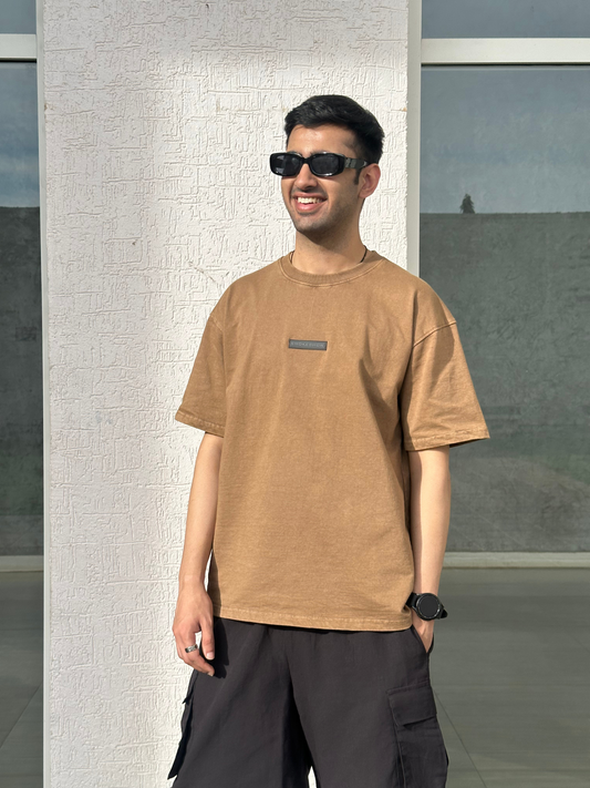 BROWN STONEWASH OVERSIZED TSHIRT