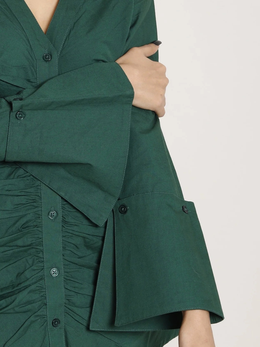 Aster Oversized Green Shirt Dress