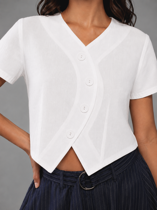 CHLOE linen top in White