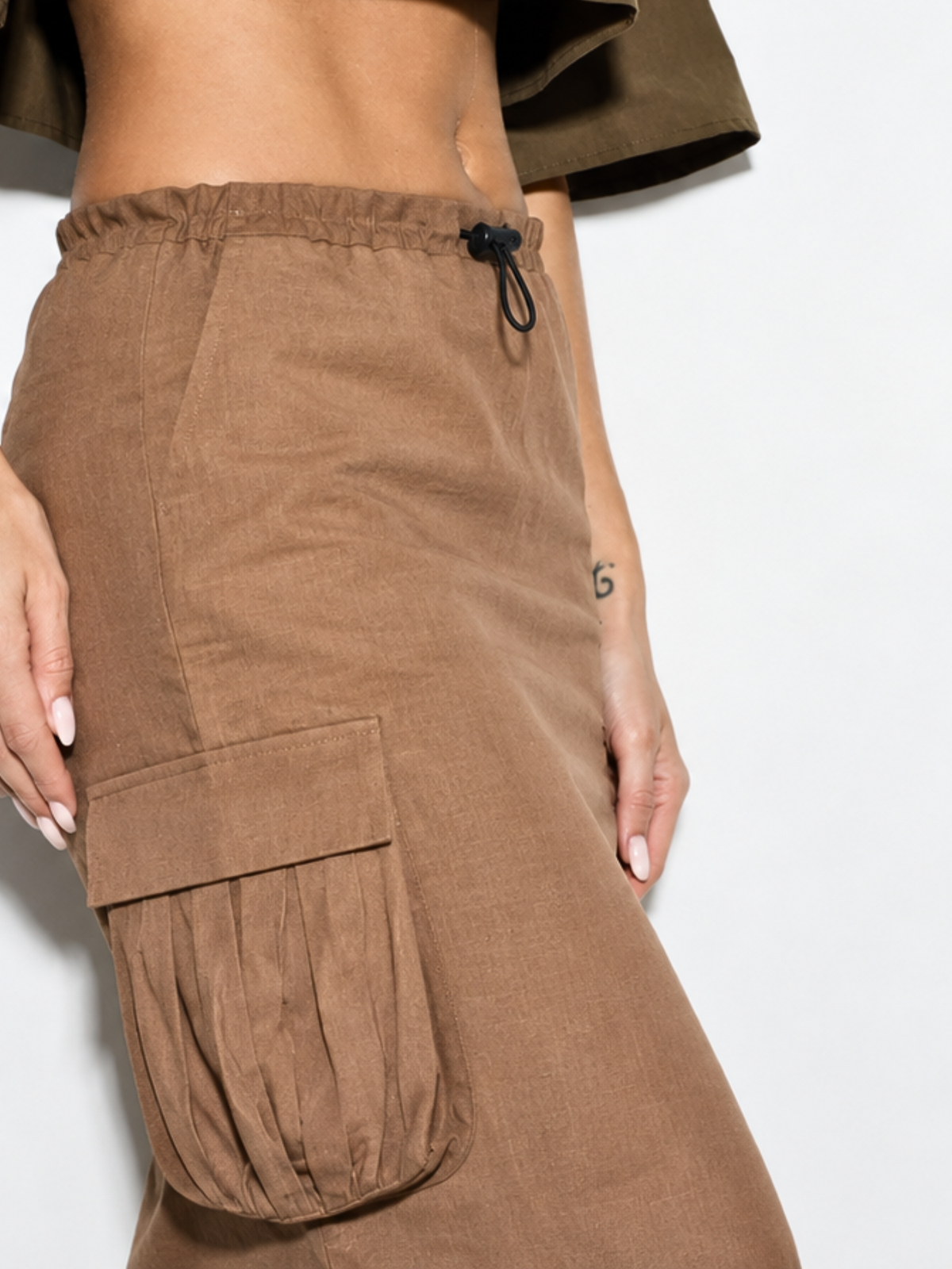 Dawn Sand Maxi Cargo Skirt for Women