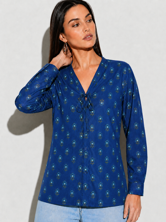 Leher Shirt in Midnight Blue Floral