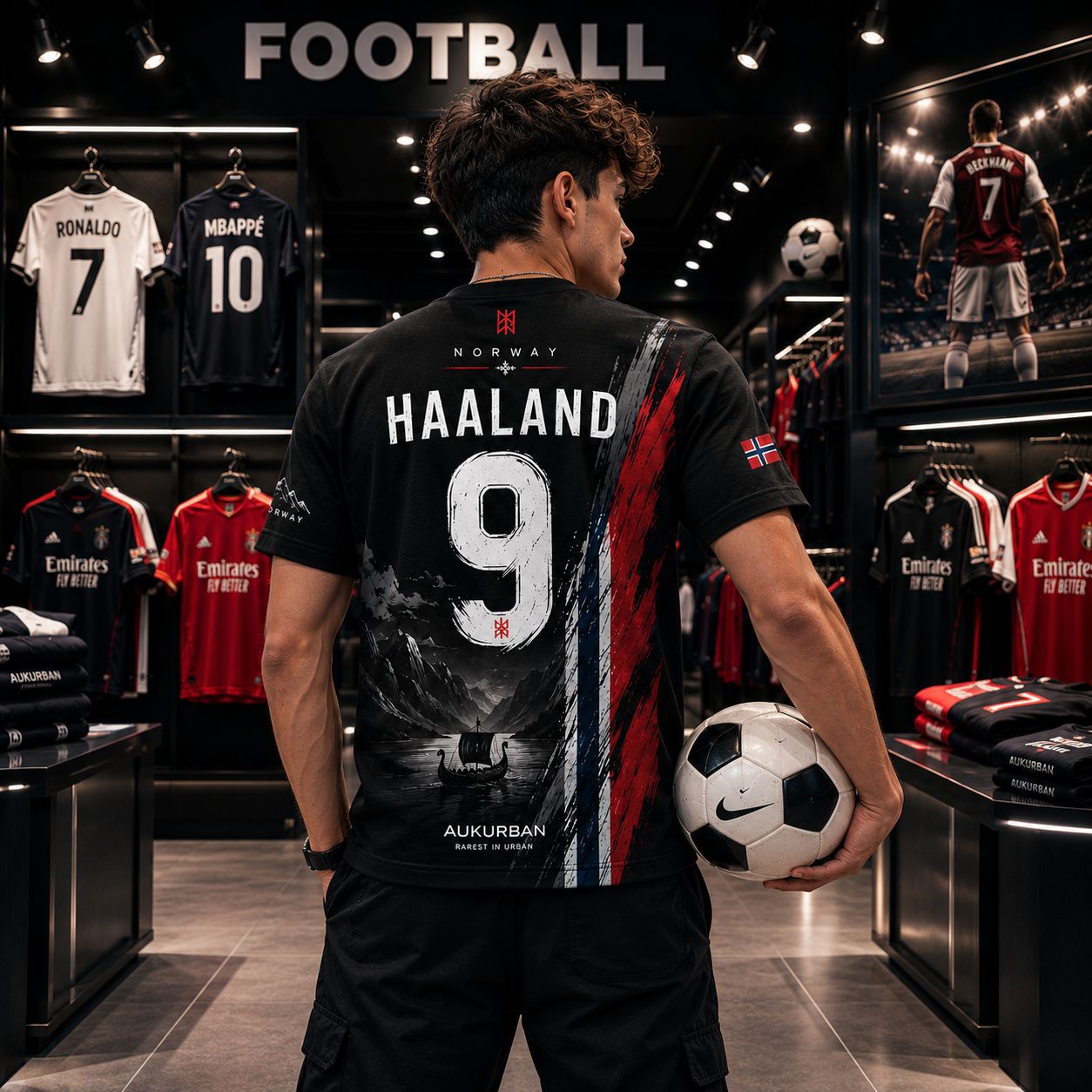 Nordic Thunder – Haaland 9 Oversized Football T-Shirt