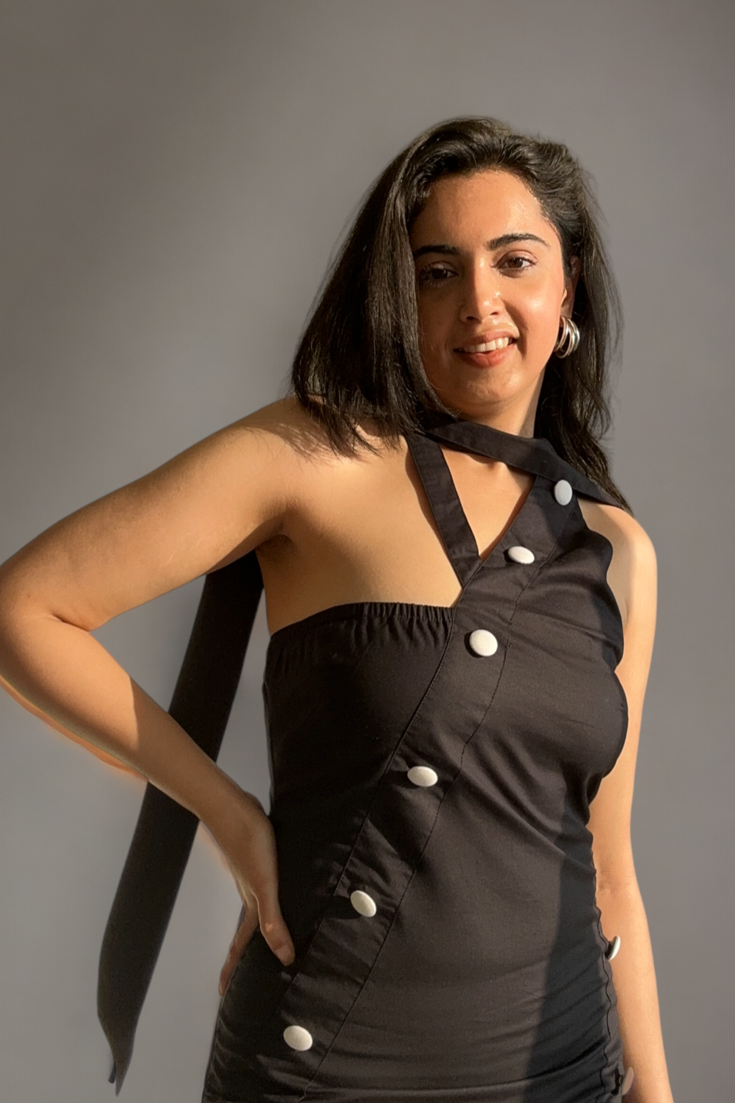 BELLA Button Dress in Black