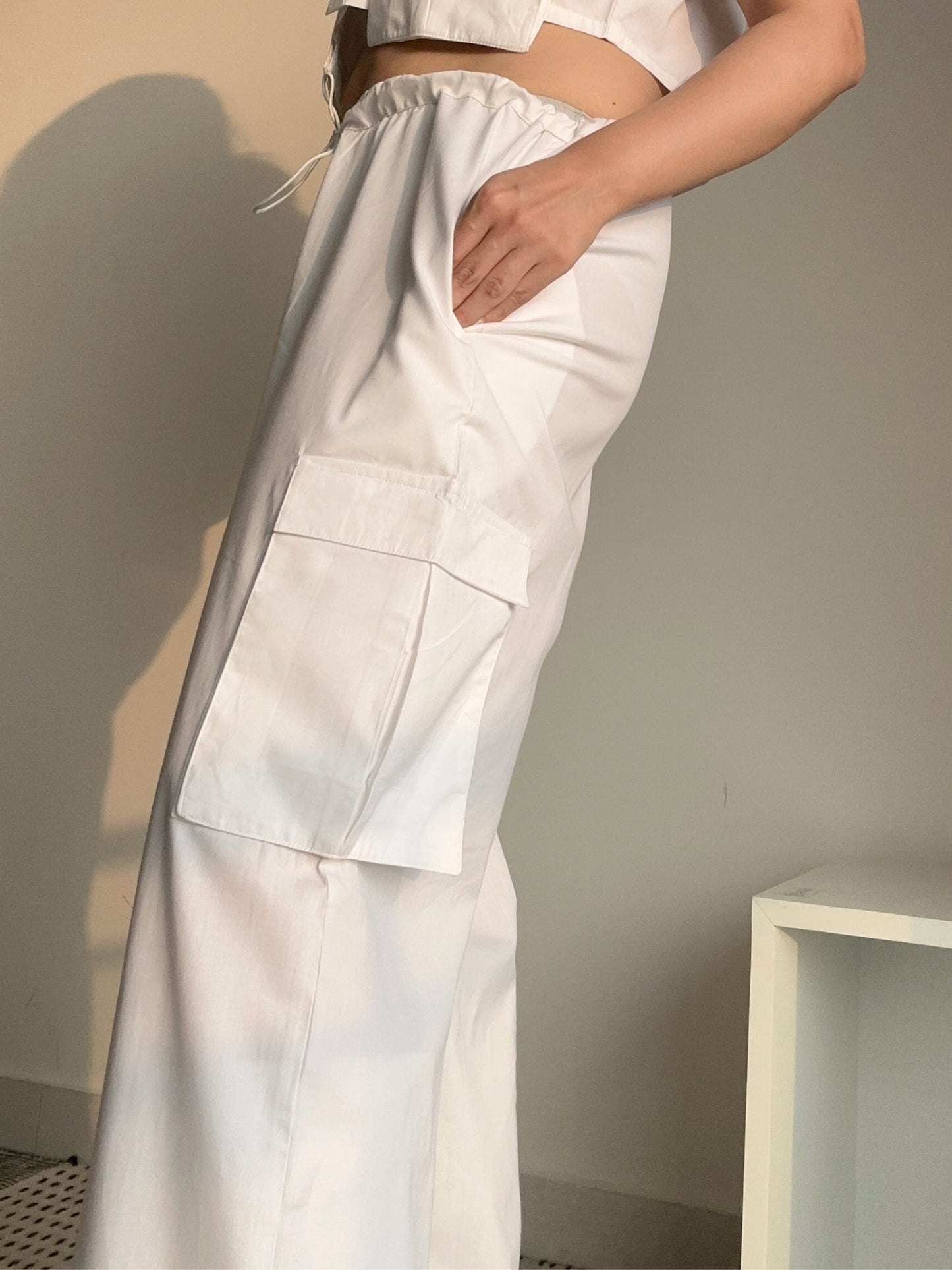 Natte Cargo Pocket Pants in White
