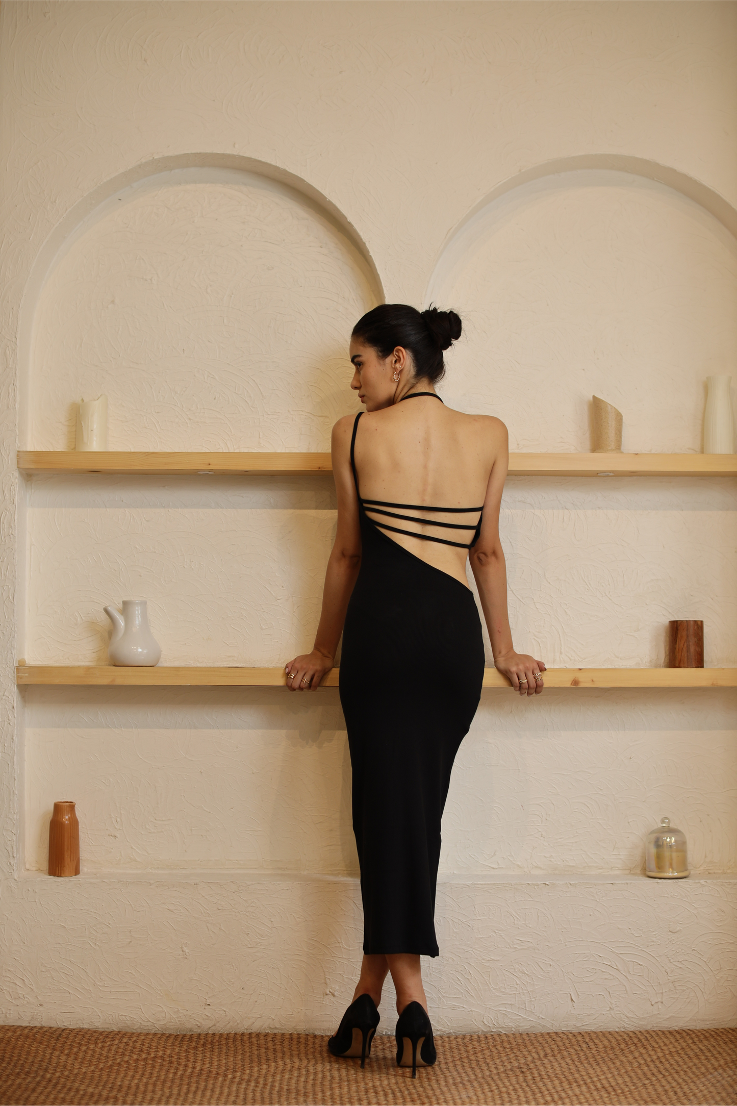 Isa Black Strap Detail Dress