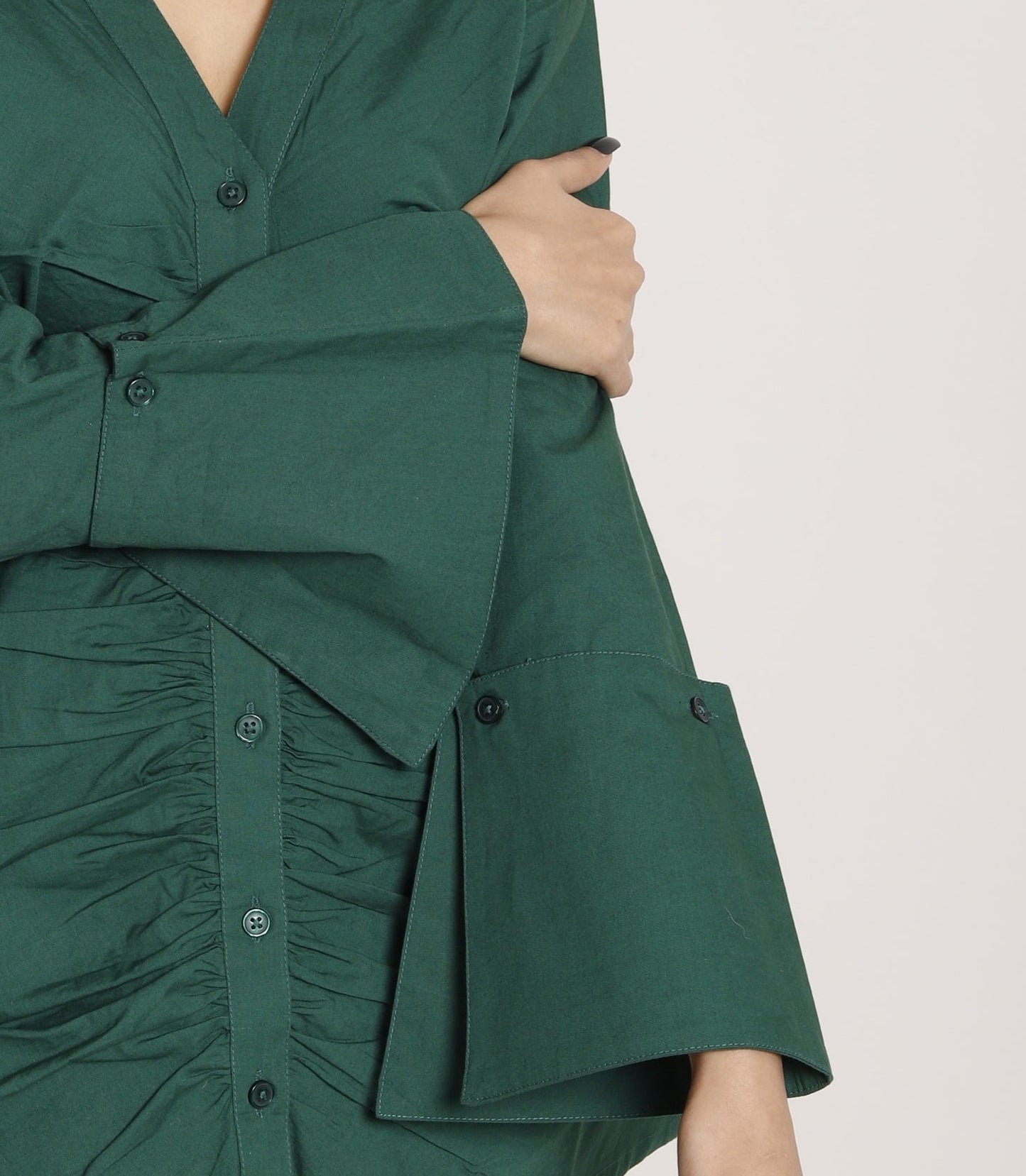 Aster Oversized Green Shirt Dress