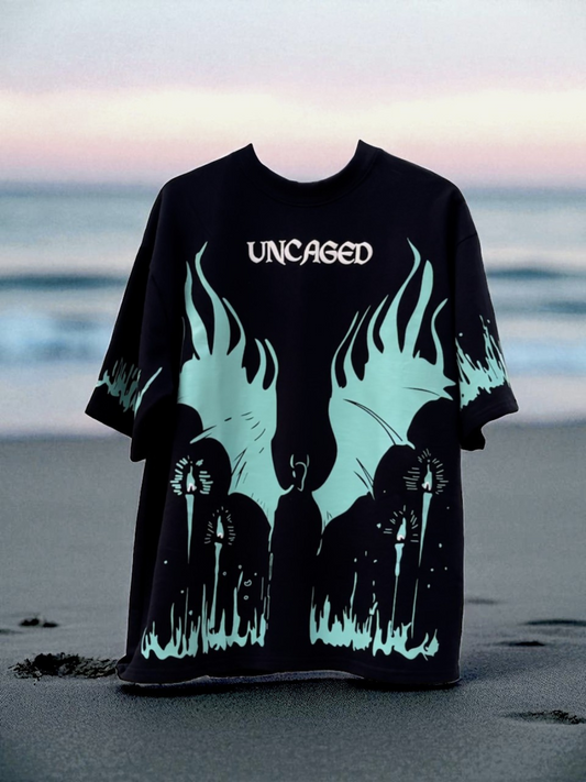 Navy Blue Uncaged Oversized Tshirt
