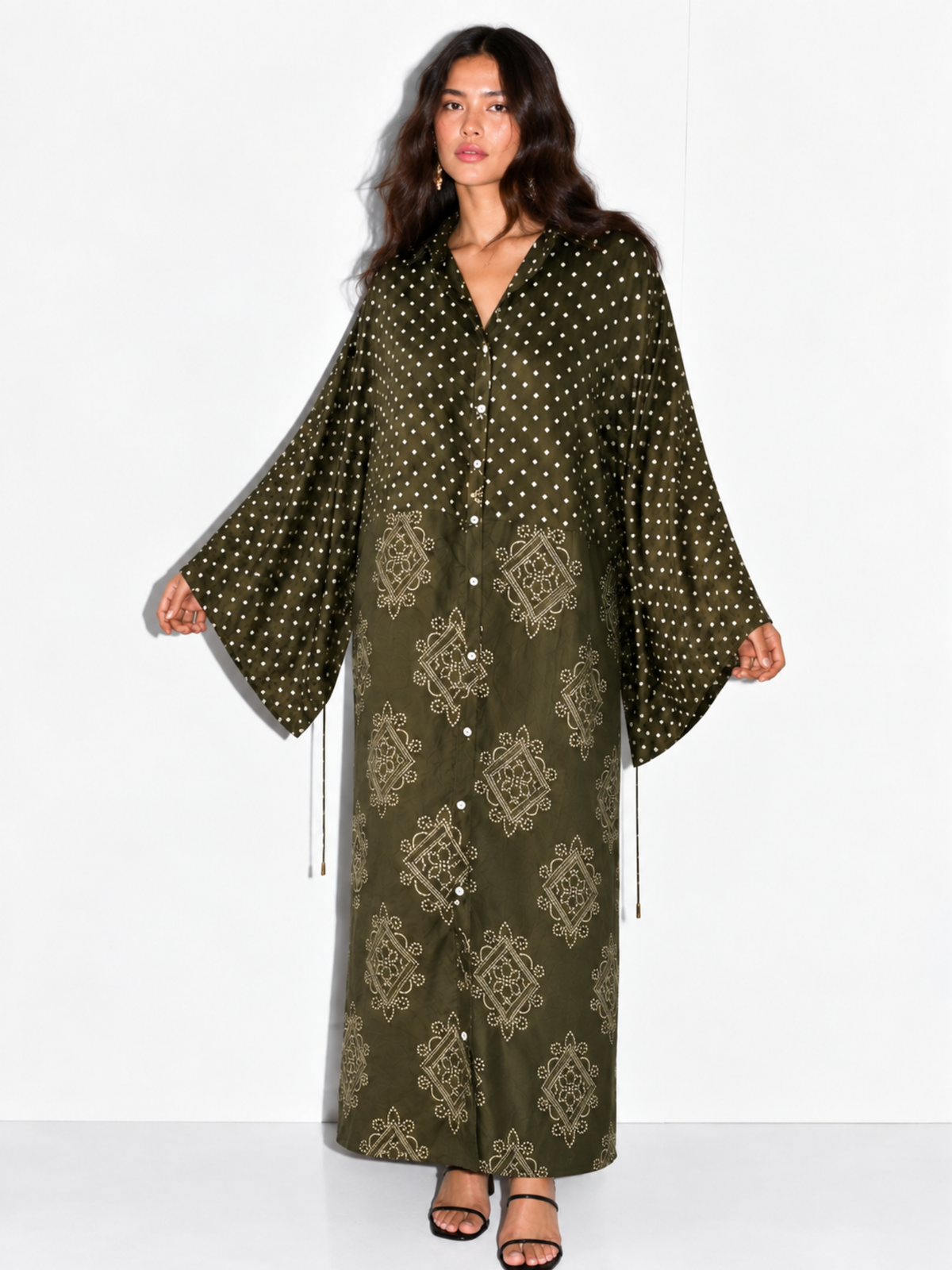 Tarini Kaftaan Long Shirt in Olive