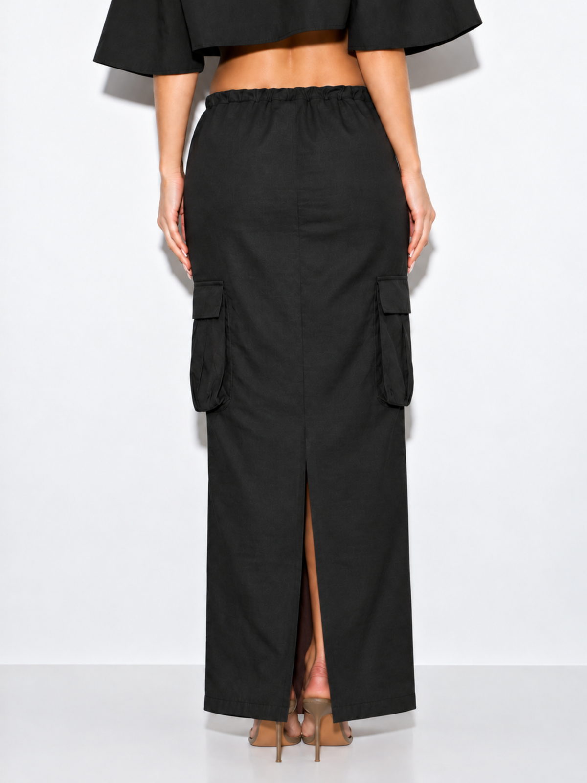 Dawn Black Maxi Cargo Skirt for Women