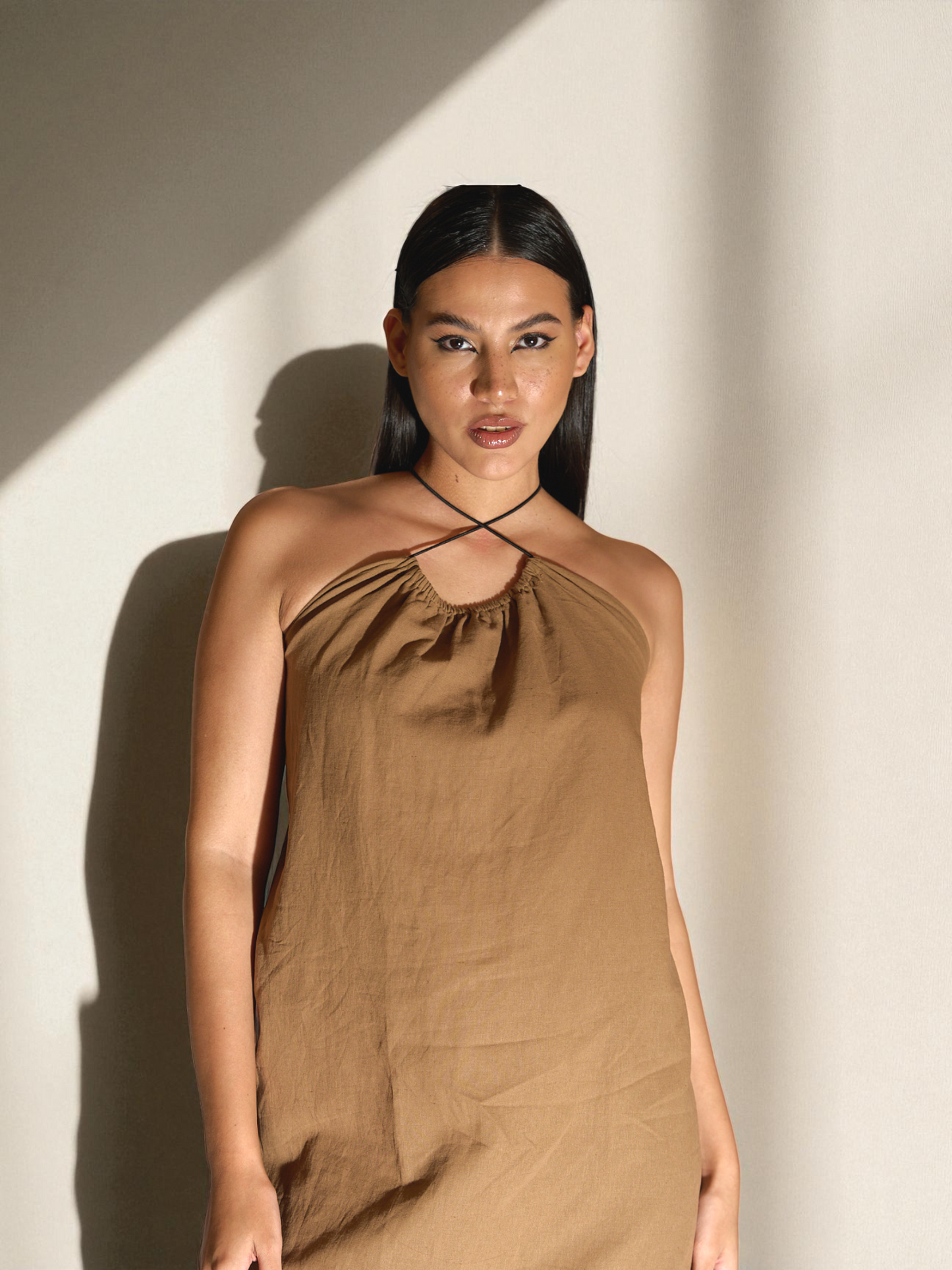 LILY A-line Dress in Caramel