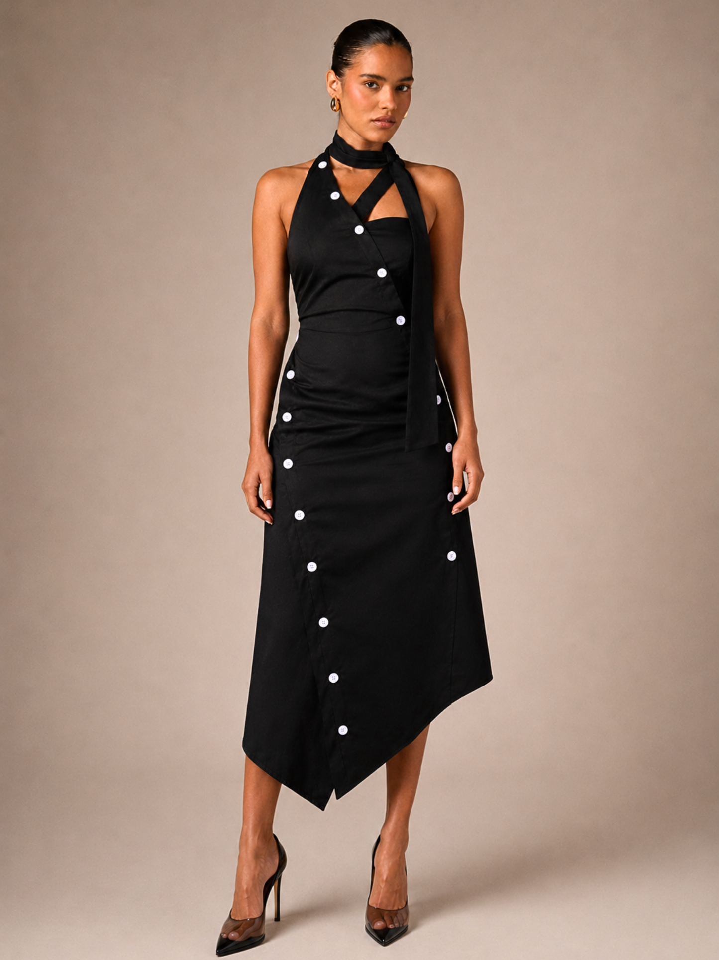 BELLA Button Dress in Black