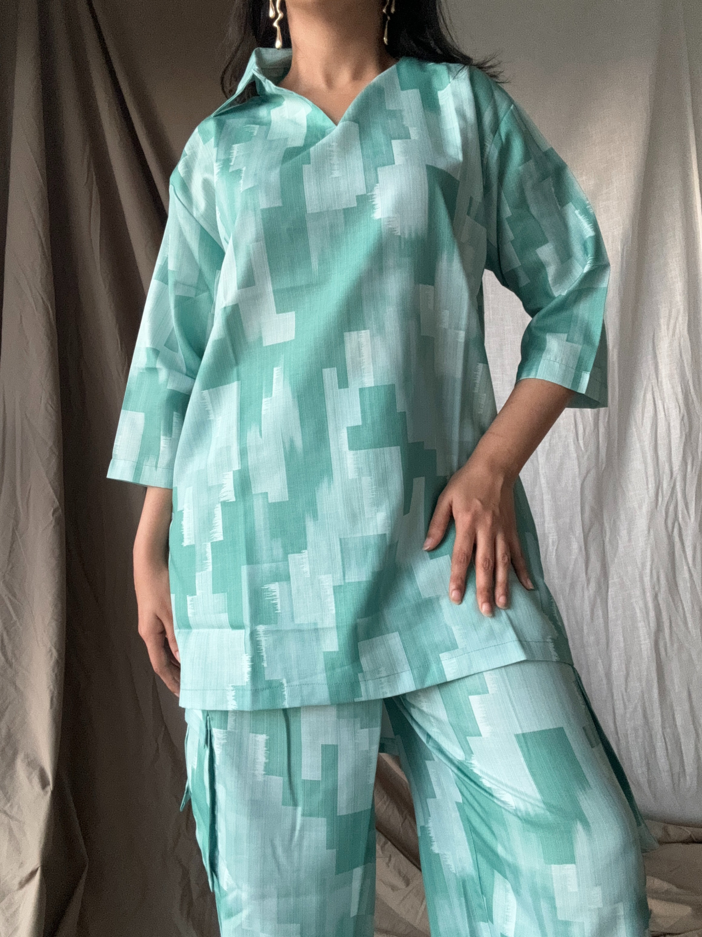 Nora Kurta Set in Mint Green