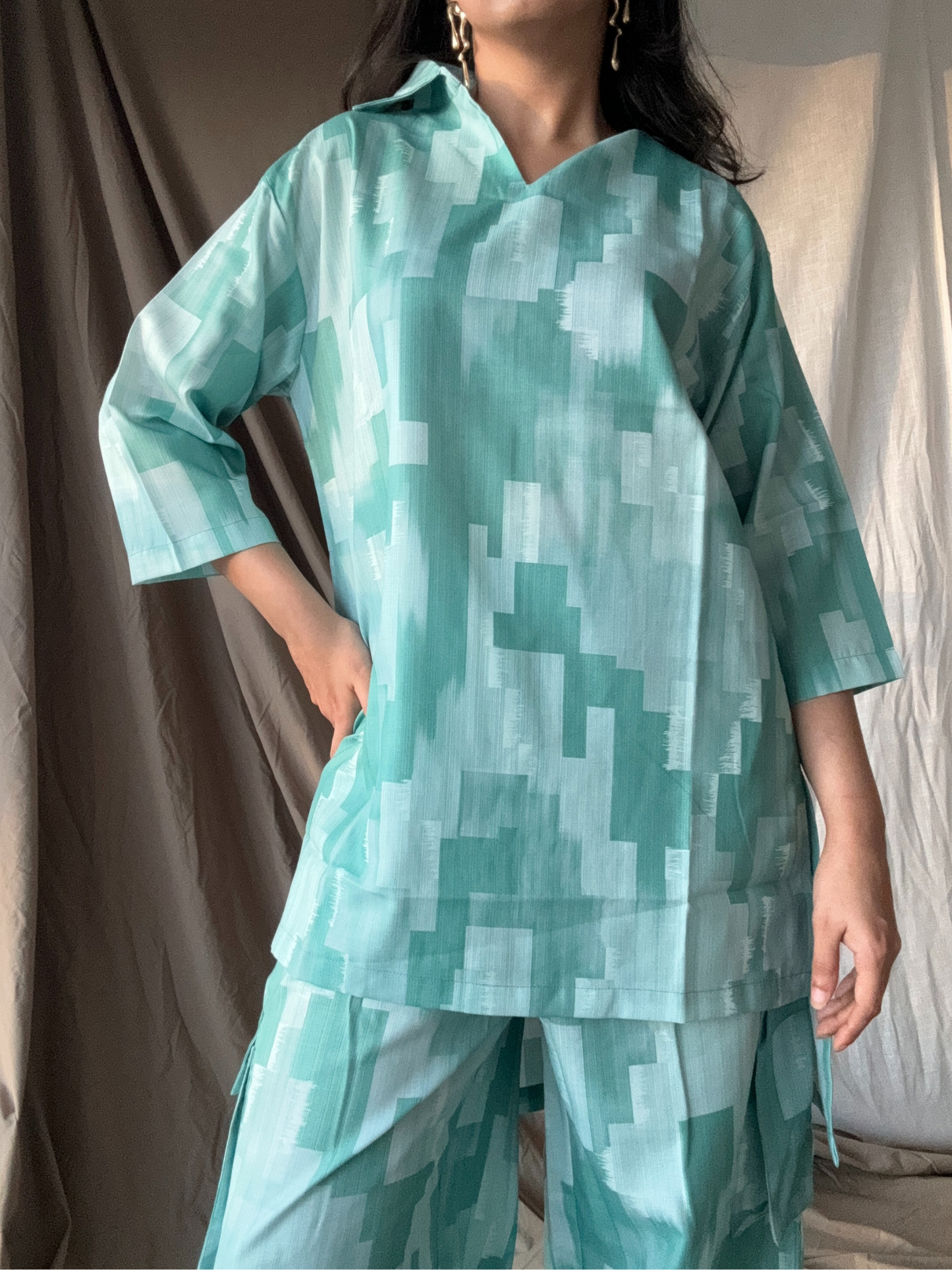 Nora Kurta Set in Mint Green