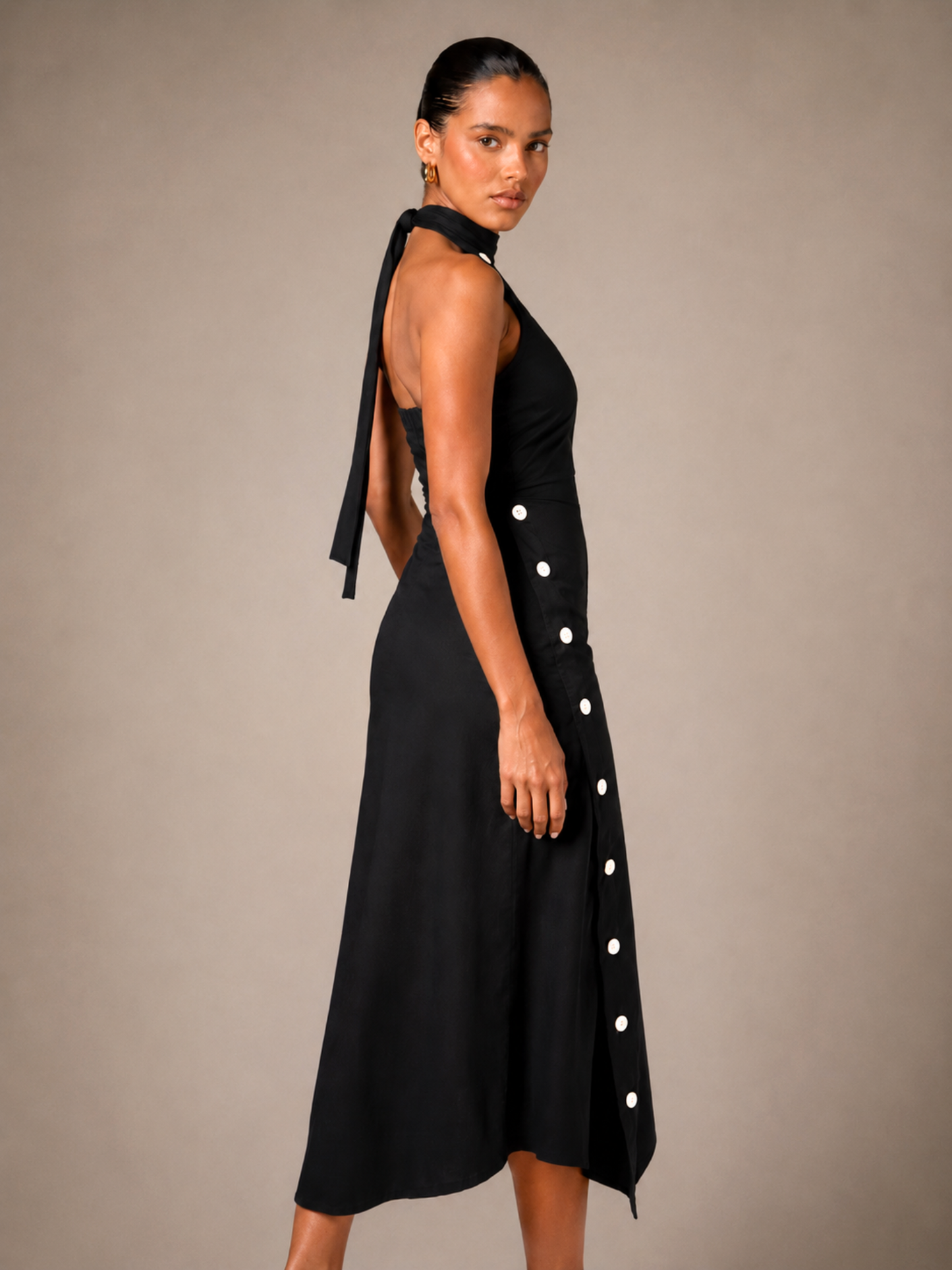BELLA Button Dress in Black