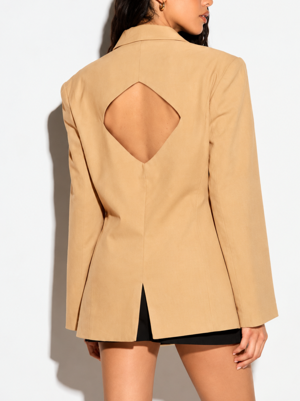 Hera Beige Oversized Overlap Blazer for Women