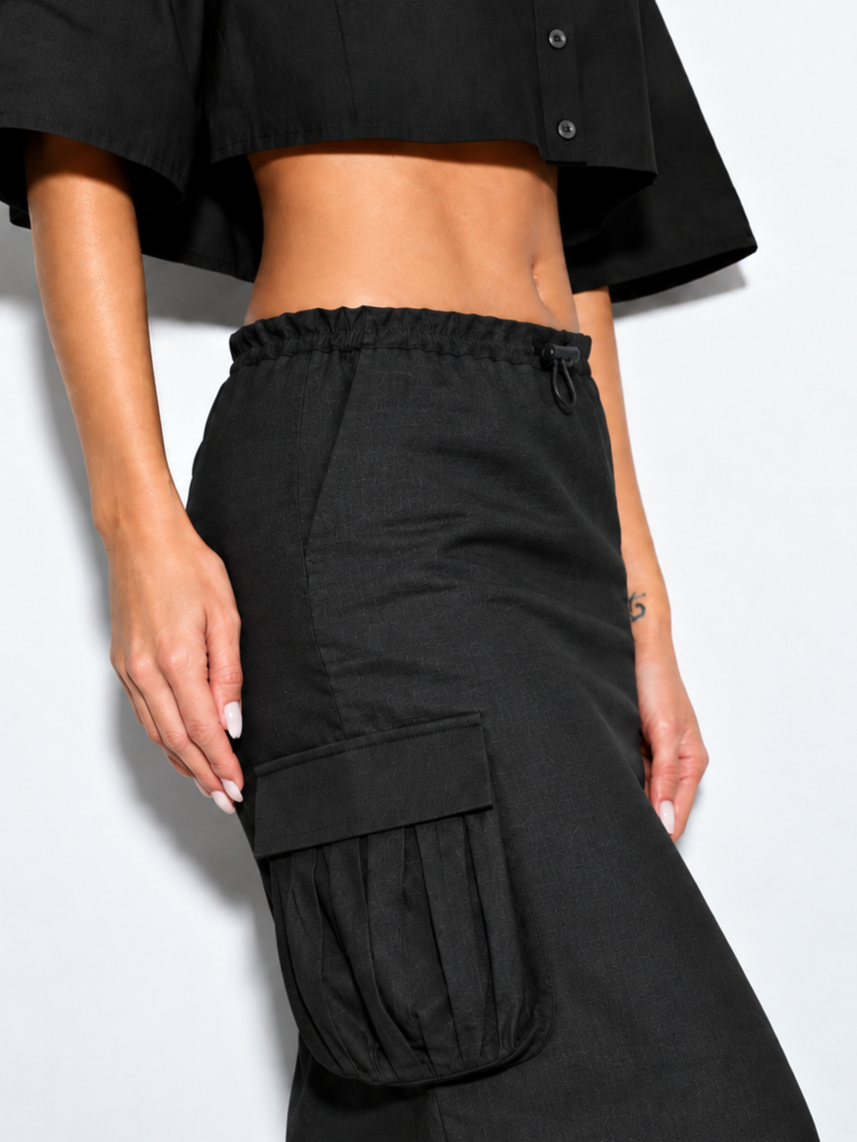 Dawn Black Maxi Cargo Skirt for Women