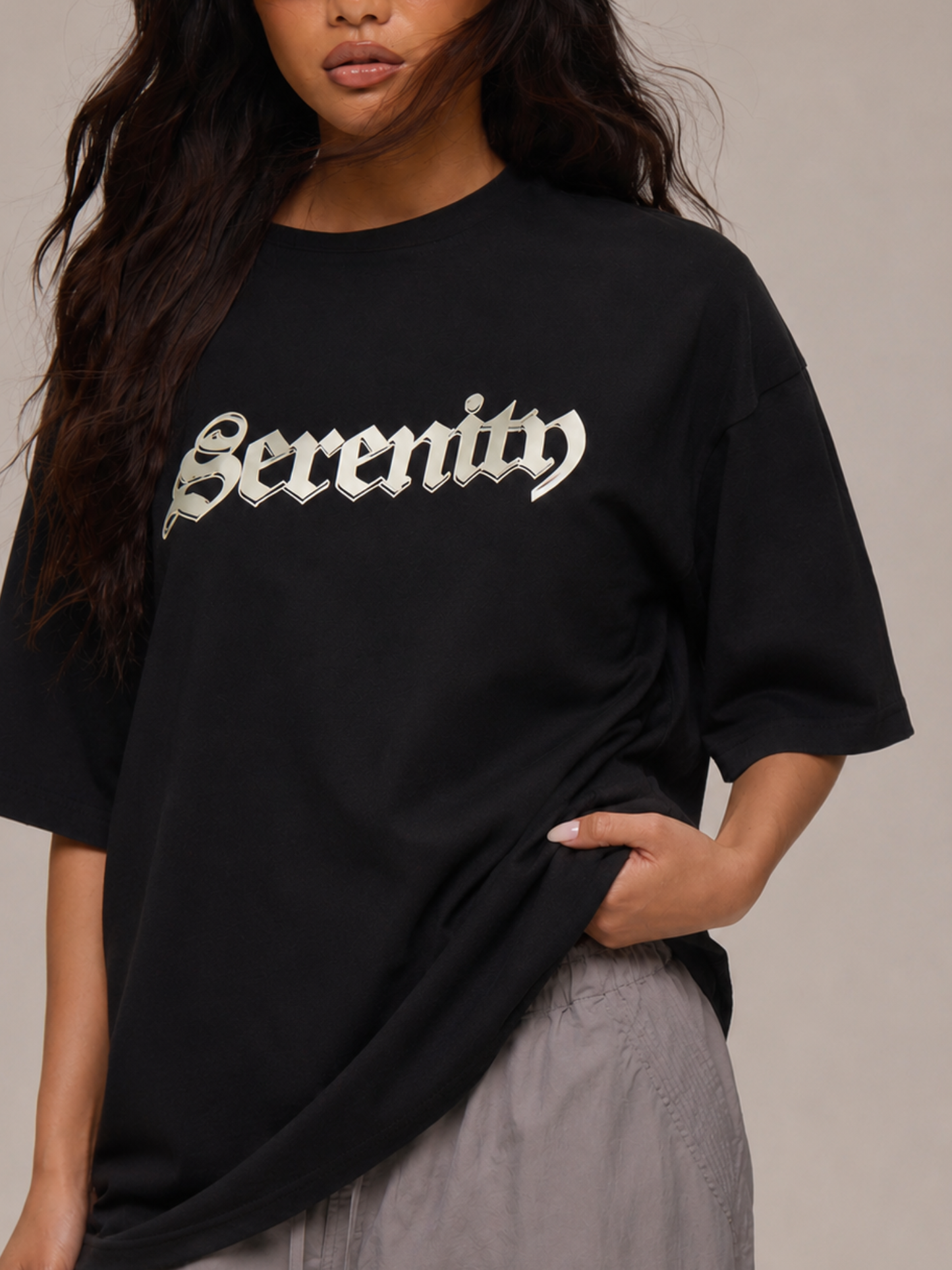 BLACK SERENITY OVERSIZED TSHIRT