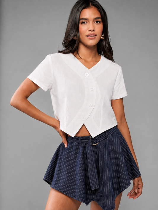 CHLOE linen top in White