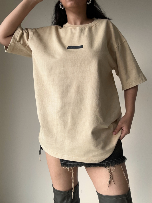 Beige Stone Wash heavy weight UNISEX Oversized Tshirt