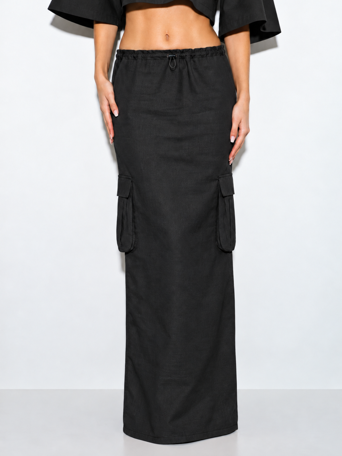 Dawn Black Maxi Cargo Skirt for Women