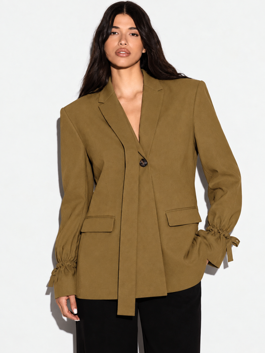 Thea Olive Green Oversized Tailored Blazer for Women