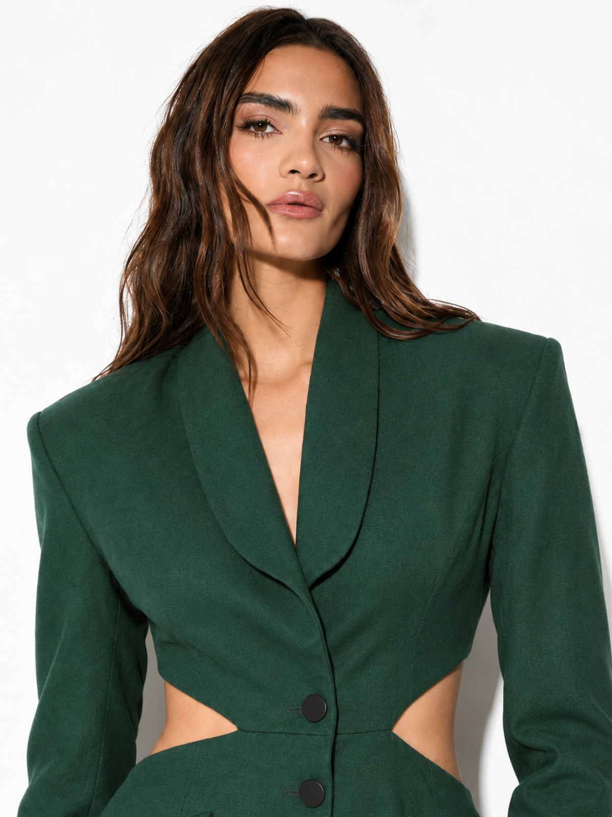 Gaia Green Cutout Mini Blazer Dress for Women