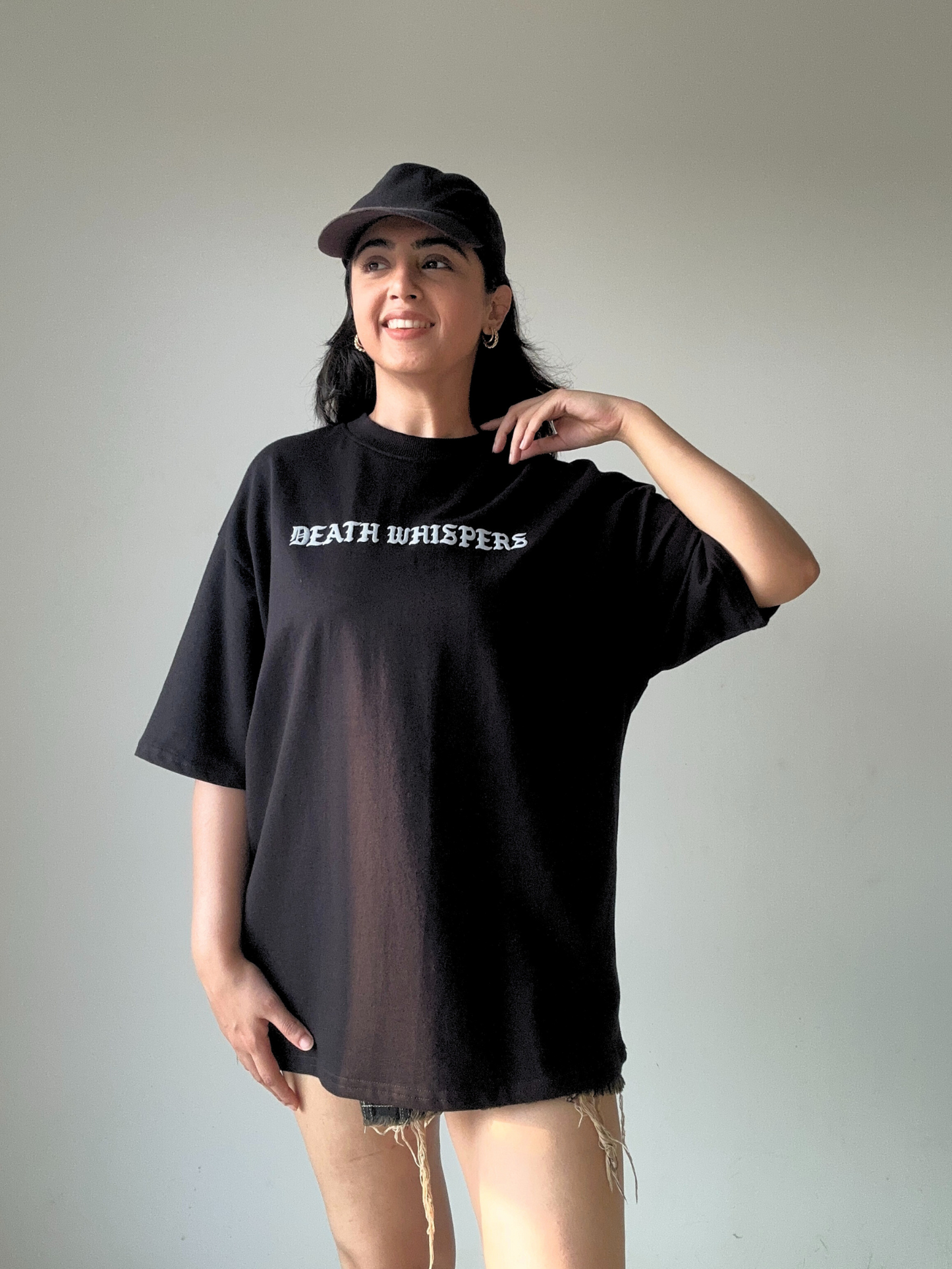 Black Death Whispers Oversized Tshirt