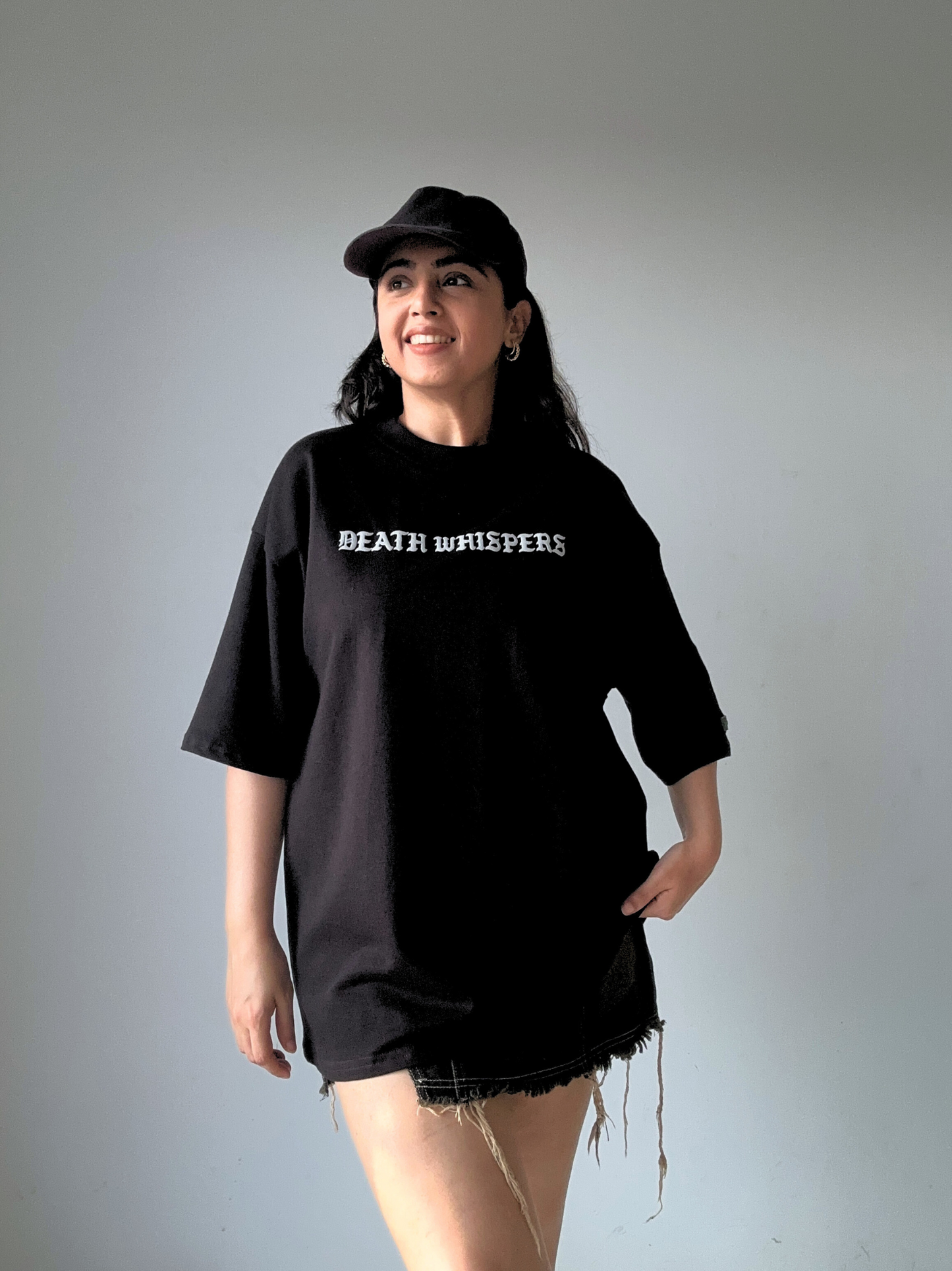 Black Death Whispers Oversized Tshirt