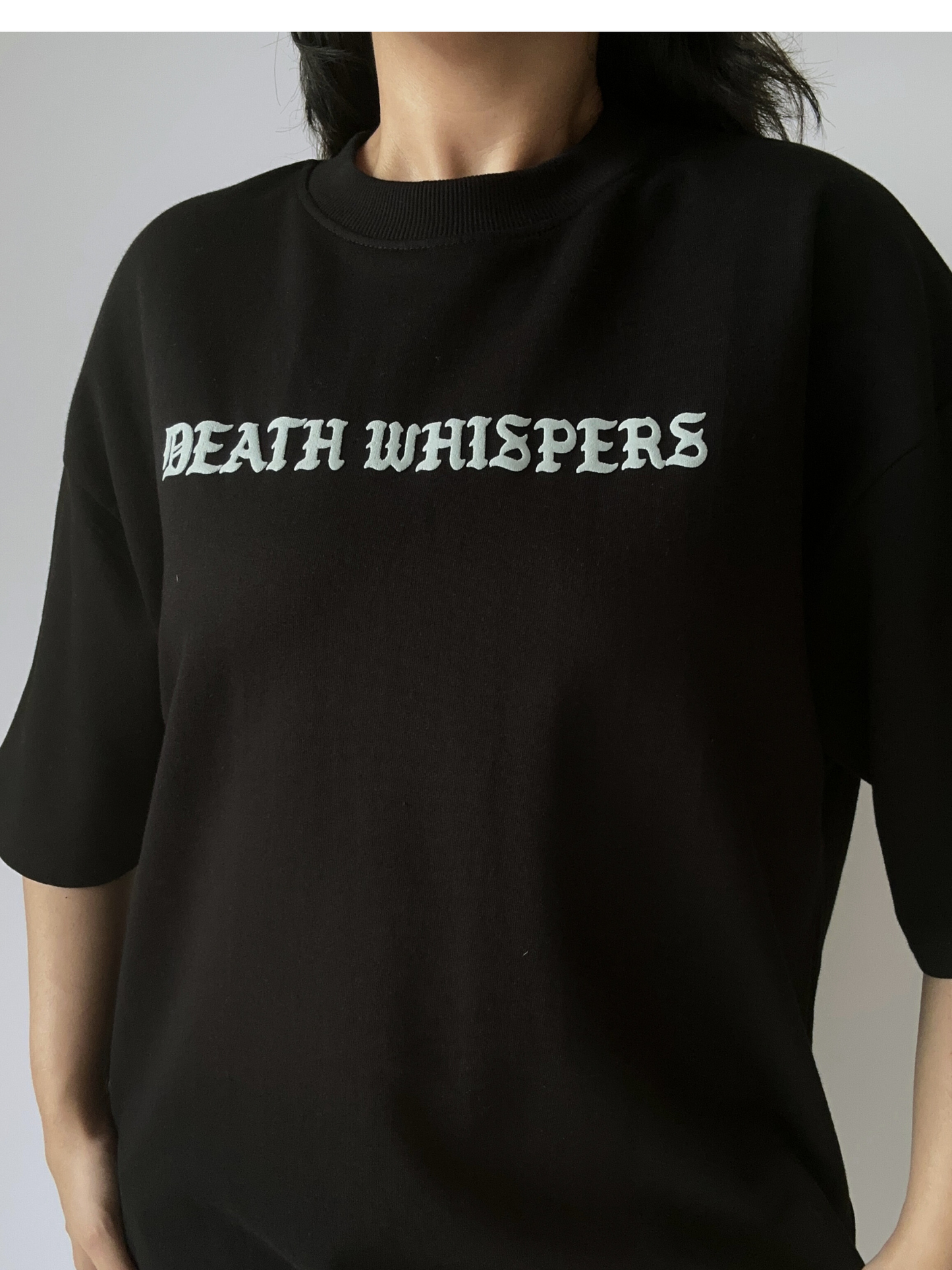 Black Death Whispers Oversized Tshirt
