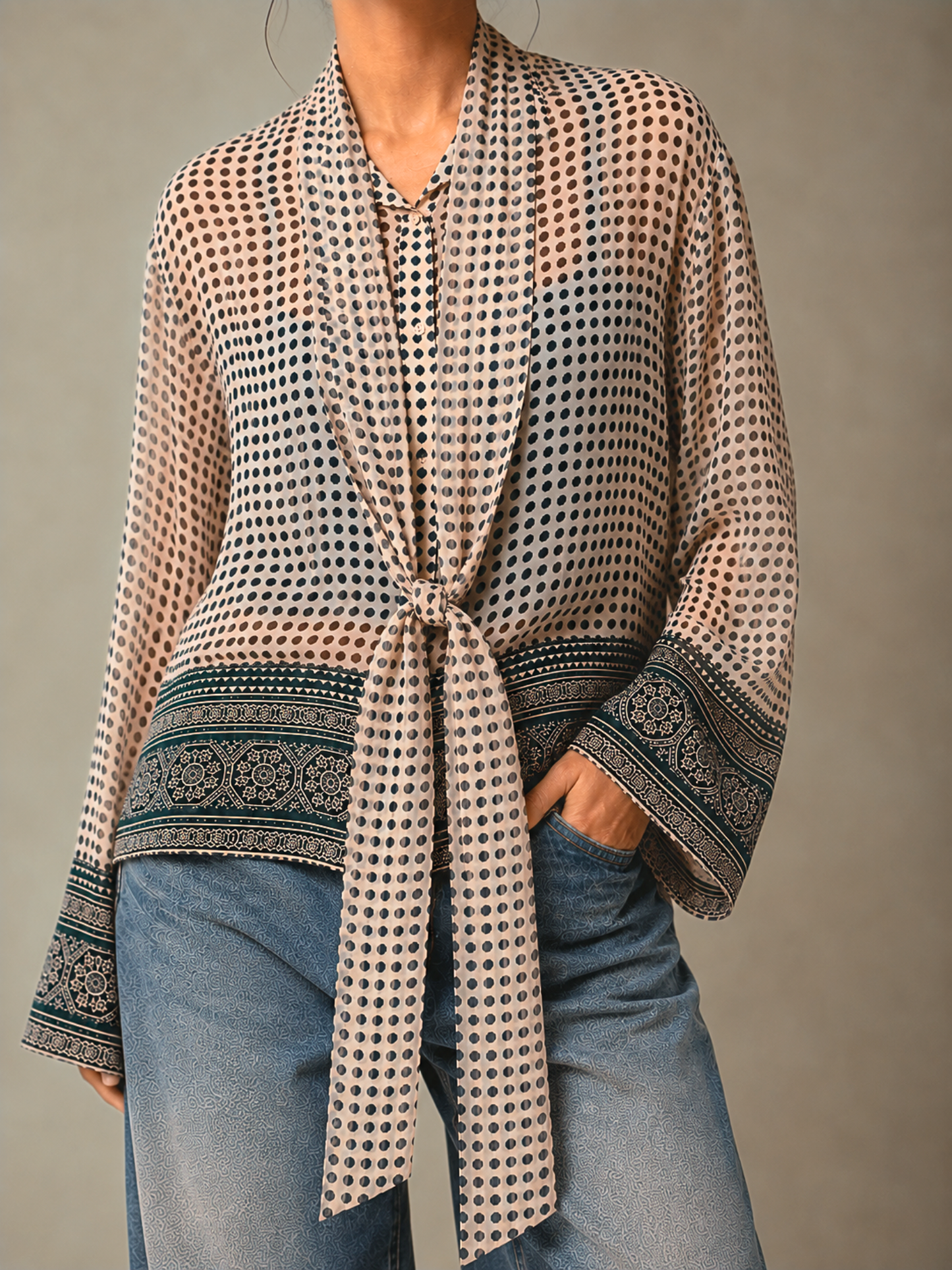 Lisa Sheer Tie-up Shirt