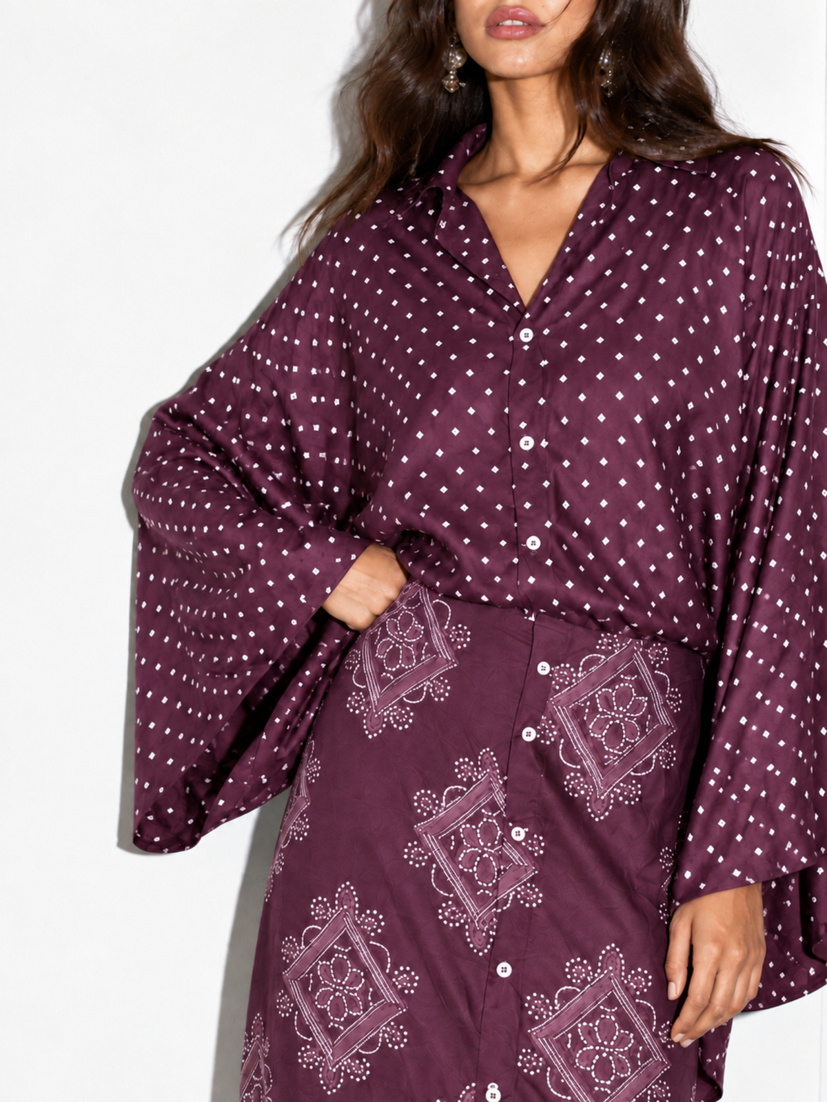 Tarini Kaftaan Long Shirt in Mauve