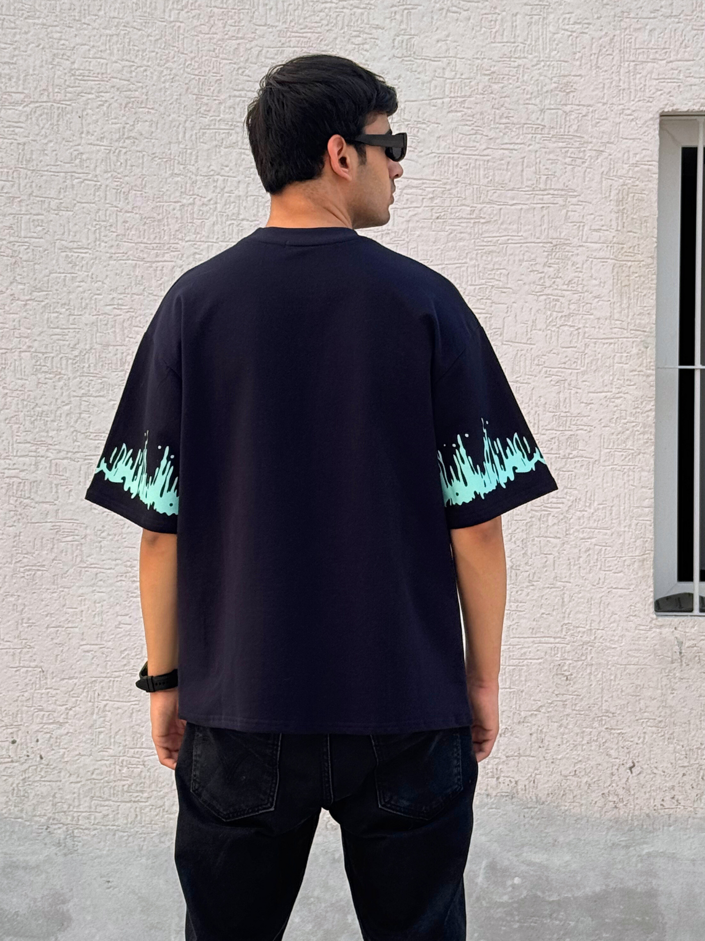 Navy Blue Uncaged Oversized Tshirt