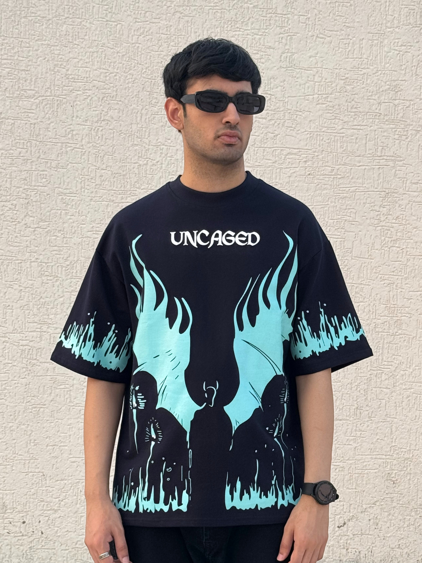 Navy Blue Uncaged Oversized Tshirt