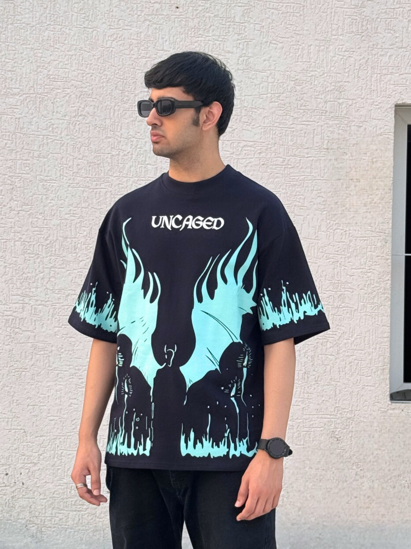 Navy Blue Uncaged Oversized Tshirt