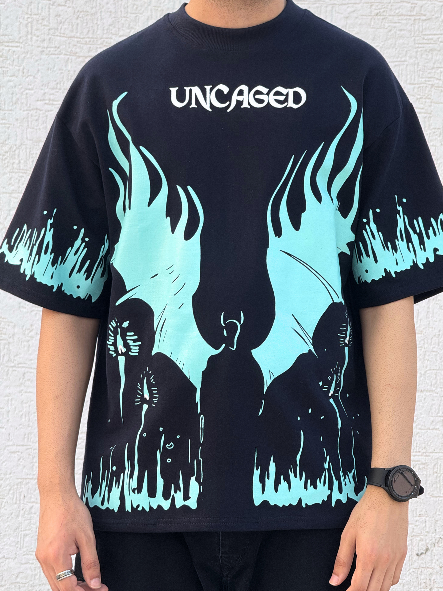 Navy Blue Uncaged Oversized Tshirt