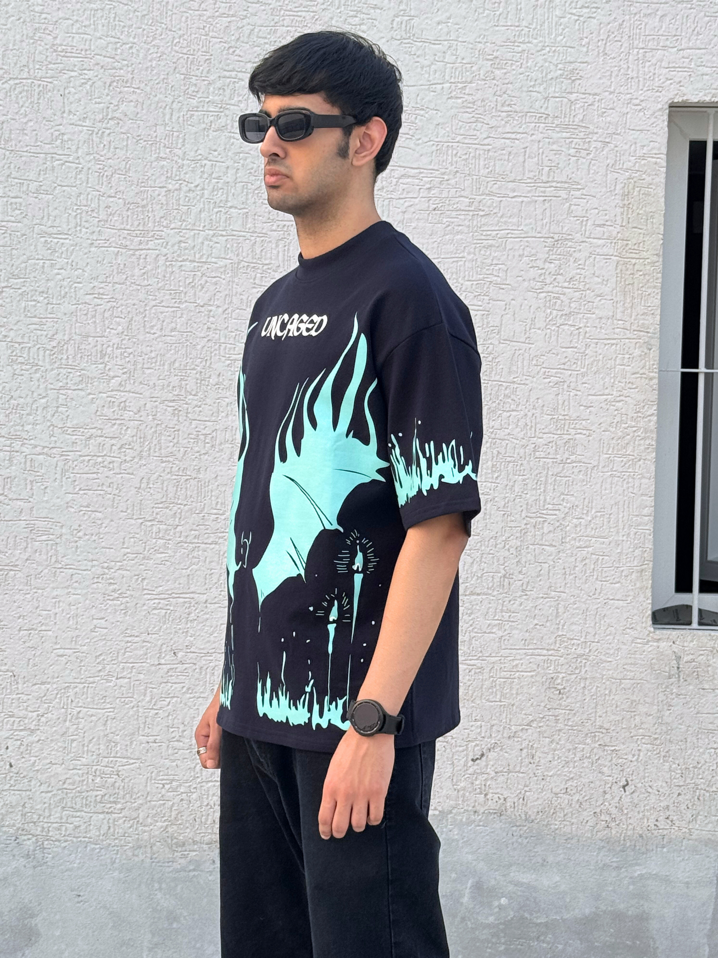 Navy Blue Uncaged Oversized Tshirt