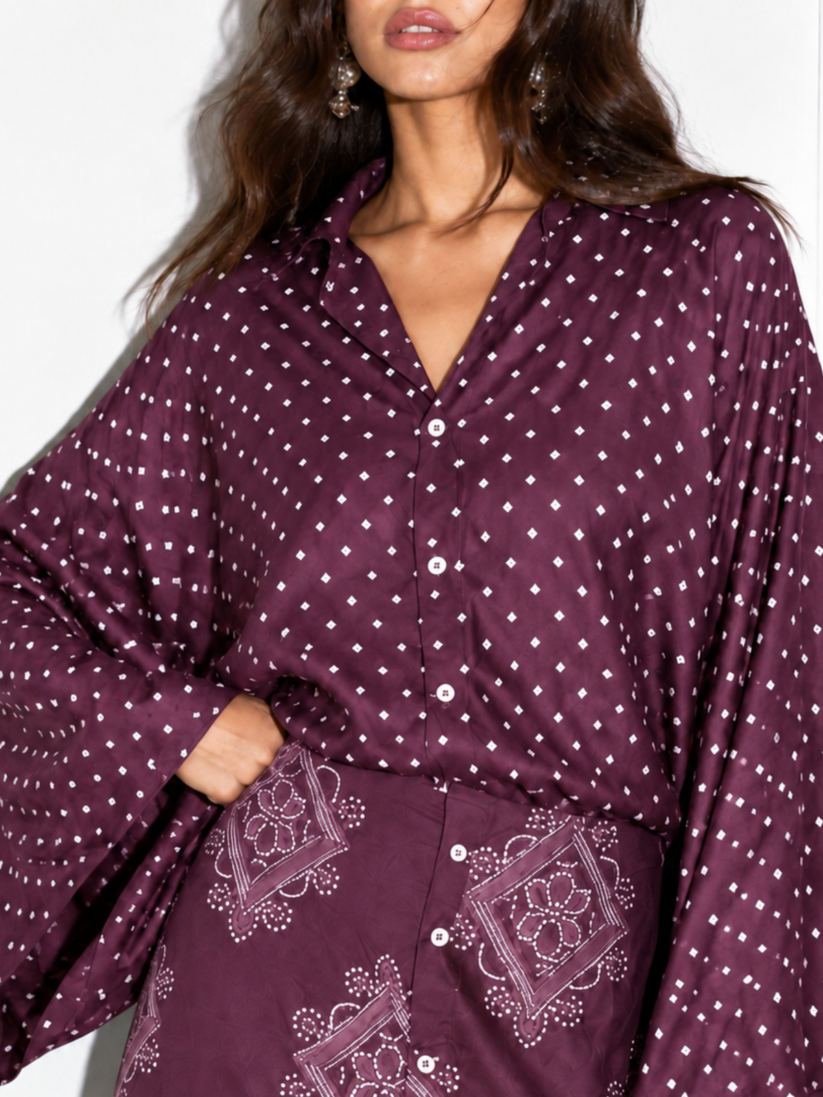 Tarini Kaftaan Long Shirt in Mauve