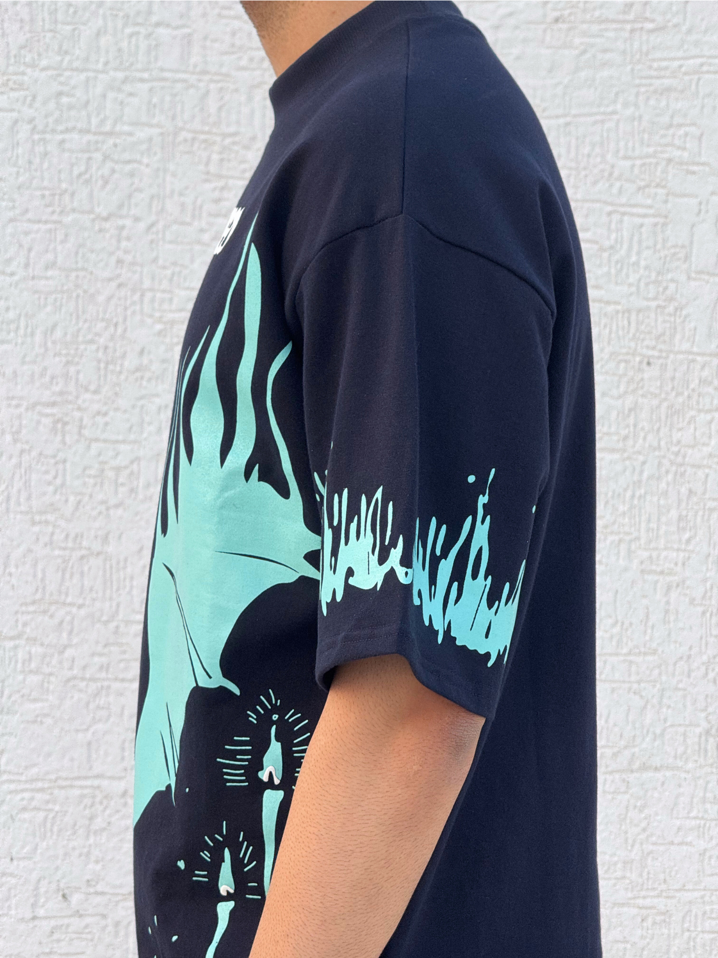 Navy Blue Uncaged Oversized Tshirt