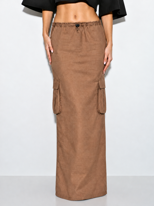 Dawn Sand Maxi Cargo Skirt for Women