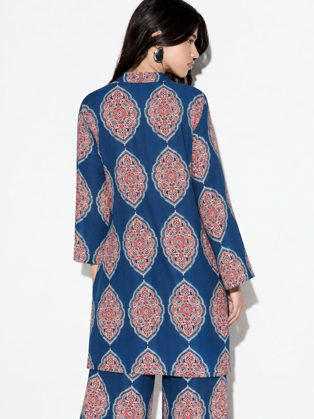 Haya Blue Printed Cover-up and Wide-Leg Pants Co-ord Set